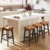 VASAGLE Counter Height Saddle Bar Stools Set
