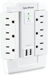 CyberPower CSP600WSURC2 Surge Protector, 6 Outlets, 2 USB