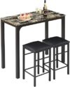 VECELO Dining Table Set With 2 Stools