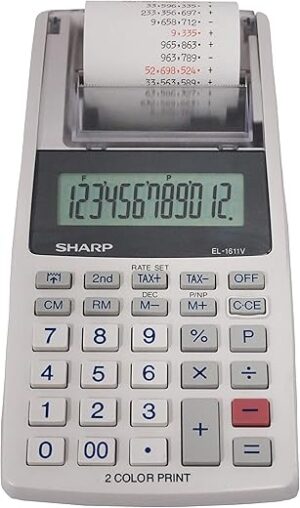 Sharp EL-1611V Cordless 12 Digit Printing Calculator