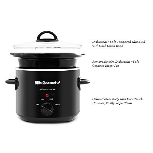 Elite Gourmet Electric Slow Cooker, Adjustable Temp, 3 Quart - Image 2