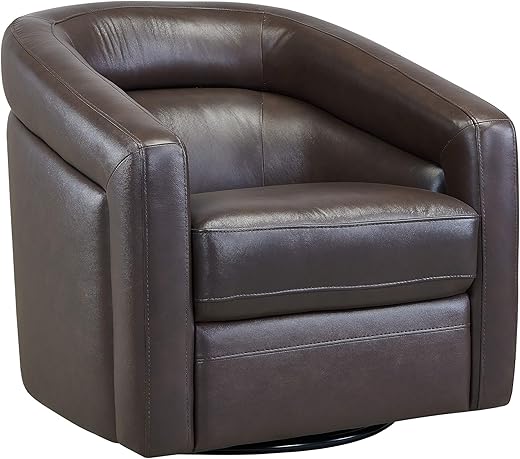 Armen Living Espresso Contemporary Leather Swivel Accent Chair