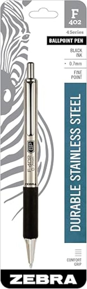 Zebra Pen F-402 Retractable Ballpoint Pen, 0.7mm