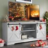 YITAHOME Farmhouse TV Stand With Sliding Barn Door