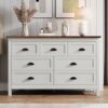 HOUROM Farmhouse White 7 Drawer Dresser