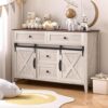 GlouMod Farmhouse White Sliding Barn Door Dresser