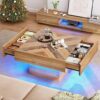 YITAHOME Farmhouse Wood LED Coffee Table With Storage