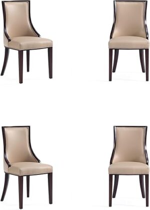 Manhattan Comfort Faux Leather Wingback Dining Chairs, Set Of 4