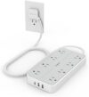 TESSAN Flat Plug Power Strip With USB Charger
