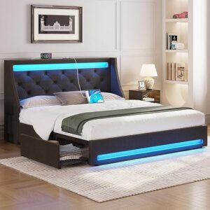 Rolanstar Full Bed Frame With LED Lights