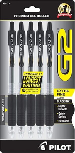 Pilot G2 Premium Gel Pens, 0.5 mm, Black