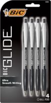 BIC Glide Black Retractable Ballpoint Pens, 4-Count