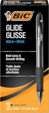 BIC Glide Bold Black Ballpoint Pens, 1.6mm