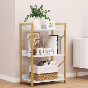 FUTRWORE Gold Narrow 3 Tier Bookshelf
