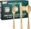 FOCUSLINE Gold Plastic Silverware Set – 300 Count