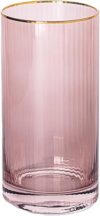 Mary Square Gold Rim 20 Ounce Ribbed Glass Tumbler