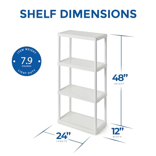 Gracious Living 4 Shelf Light Duty Storage Unit, White - Image 3