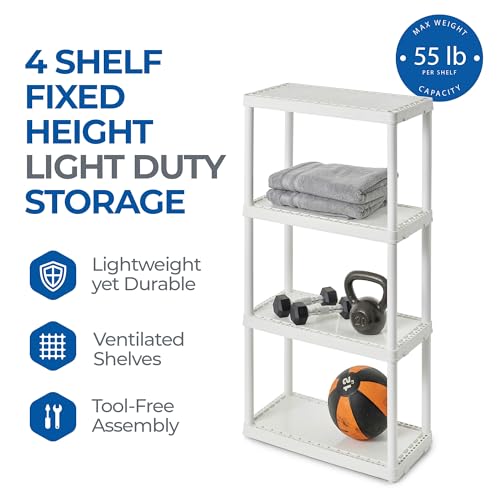 Gracious Living 4 Shelf Light Duty Storage Unit, White - Image 4