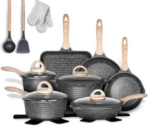 JEETEE Granite Nonstick Cookware Set, 20PCS