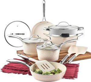 GOTHAM STEEL Hammered Ceramic Non Stick Cookware Set