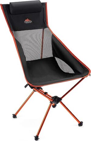 Cascade Mountain Tech High Back Lightweight Camp Chair – Black