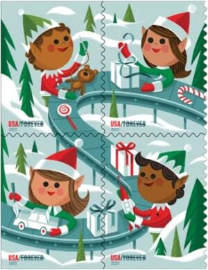 United States Postal Service Holiday Elves Forever Postage Stamps
