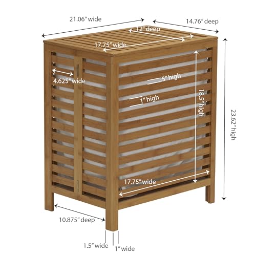 Household Essentials Bamboo Laundry Hamper With Hinged Lid - Image 4
