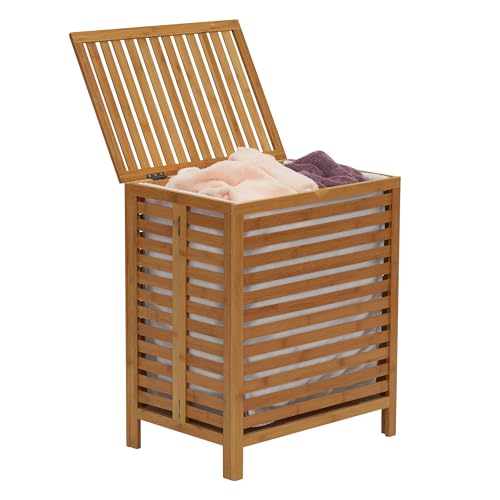 Household Essentials Bamboo Laundry Hamper With Hinged Lid - Image 5