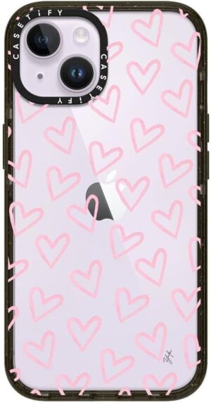 CASETiFY Impact iPhone 14 Case - Hearts/Light Pink