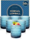 NASONI GLASSWARE Indigo Hobnail Lowball Glass Set