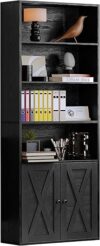 IRONCK Industrial Bookshelves With Doors, 6 Shelf