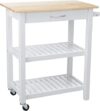 Amazon Basics Kitchen Island Cart With Storage, Solid Wood Top