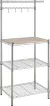 Amazon Basics Kitchen Storage Baker’s Rack, Chrome/Beige