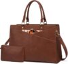 LOVEVOOK Laptop Tote Bag, Leather Business Briefcase