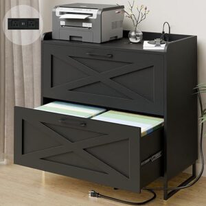 Vabches Lateral File Cabinet With Charging Station