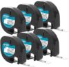 DYMO LT Plastic Labeling Tape, Black On White, 6-Pack