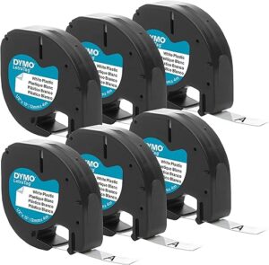 DYMO LT Plastic Labeling Tape, Black On White, 6-Pack