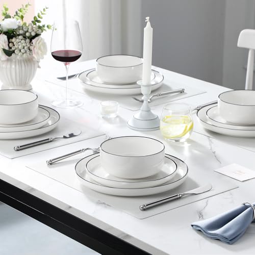 MALACASA Modern Porcelain Dinnerware Set, 12 Pieces - Image 5