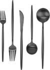 FAMEWARE Matte Black 30-Piece Stainless Steel Flatware