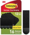 3M Medium Picture Hanging Strips, 16 Black Pairs