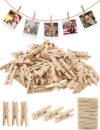 SF SOONEAT Mini Wooden Clothespins With Jute Twine