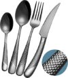 Xideman Modern Black Hammered Silverware Set
