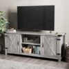 YESHOMY Modern Farmhouse TV Stand With Barn Doors