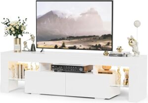 YESHOMY Modern LED TV Stand With Drawer