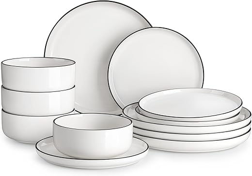 MALACASA Modern Porcelain Dinnerware Set, 12 Pieces