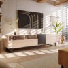 Virubi Modern TV Stand With 3 Cabinets