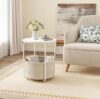 Matoresu Modern White Nightstand With Storage Basket