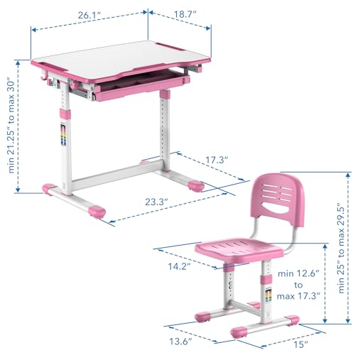 Mount-It! Kids Desk And Chair Set, Height Adjustable - Image 3