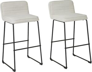 Signature Design by Ashley Nerison Contemporary Upholstered Barstool, Off-White