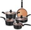 Cohafa Nonstick Cookware Set, Black, 9 Pieces